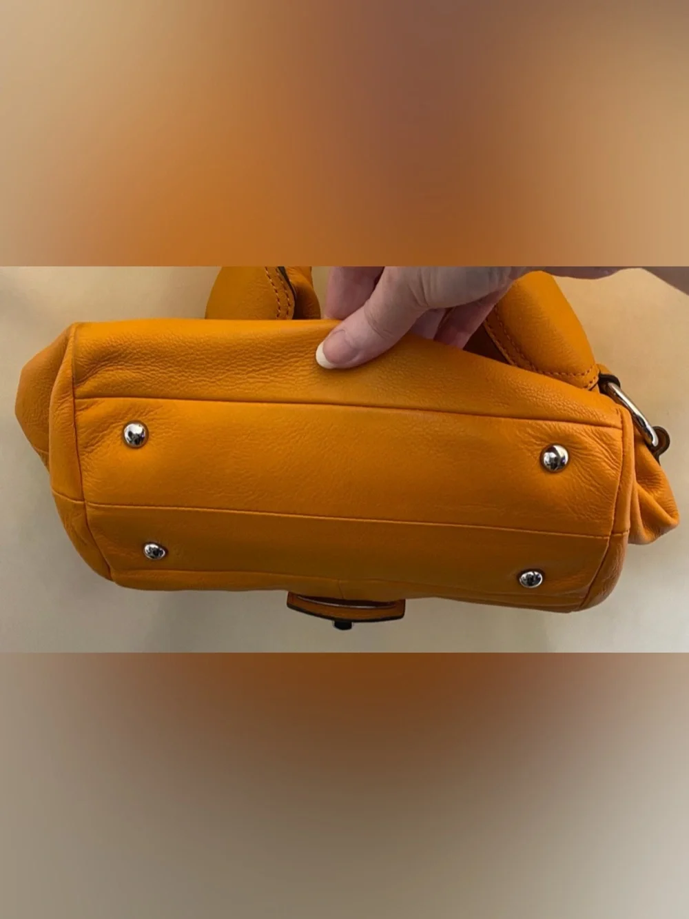 B. Makowsky Genuine Leather Ashton Orange Citrus Hobo Bag